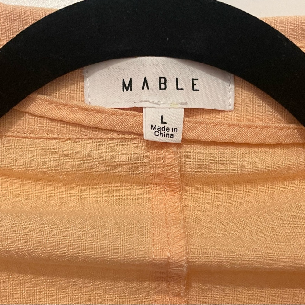 Mable Mariah Cropped Twist Hem Collared Button Up Blouse in Orange Cream - Picture 7 of 8